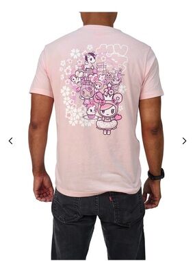 tokidoki Light Pink Kawaii Character Back Graphic Tee Sakura celebration